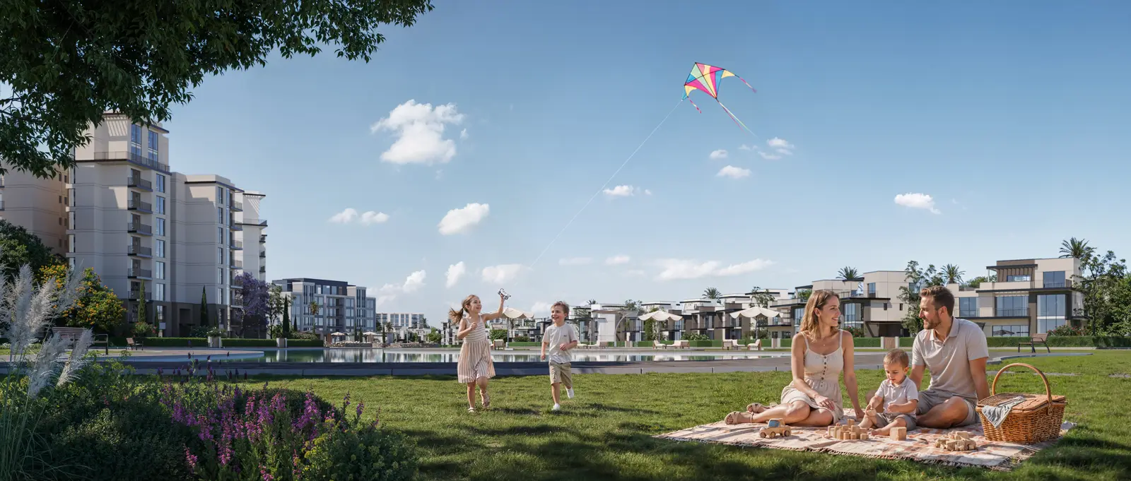 ONE Hyde Park lake and open spaces architectural rendering